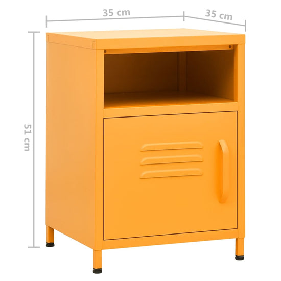 Nachtkastjes 2 st 35x35x51 cm staal mosterdgeel MeubelReus