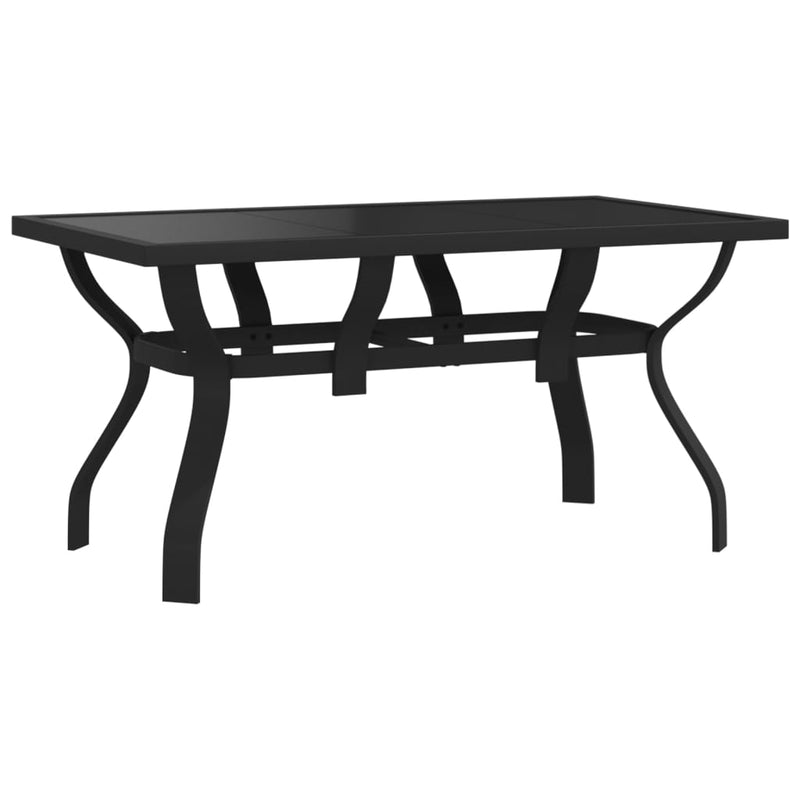 Tuintafel 140x70x70 cm staal en glas zwart MeubelReus