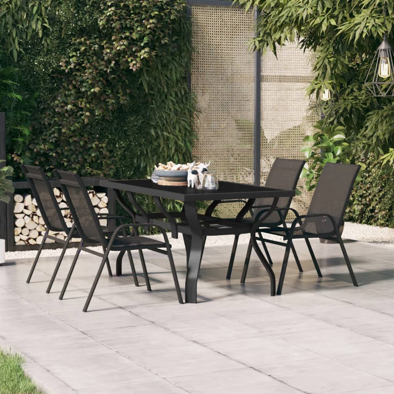Tuintafel 140x70x70 cm staal en glas zwart MeubelReus