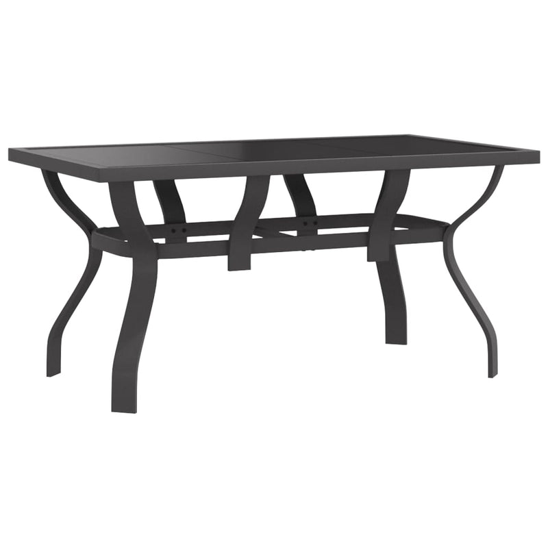 Tuintafel 140x70x70 cm staal en glas grijs en zwart MeubelReus