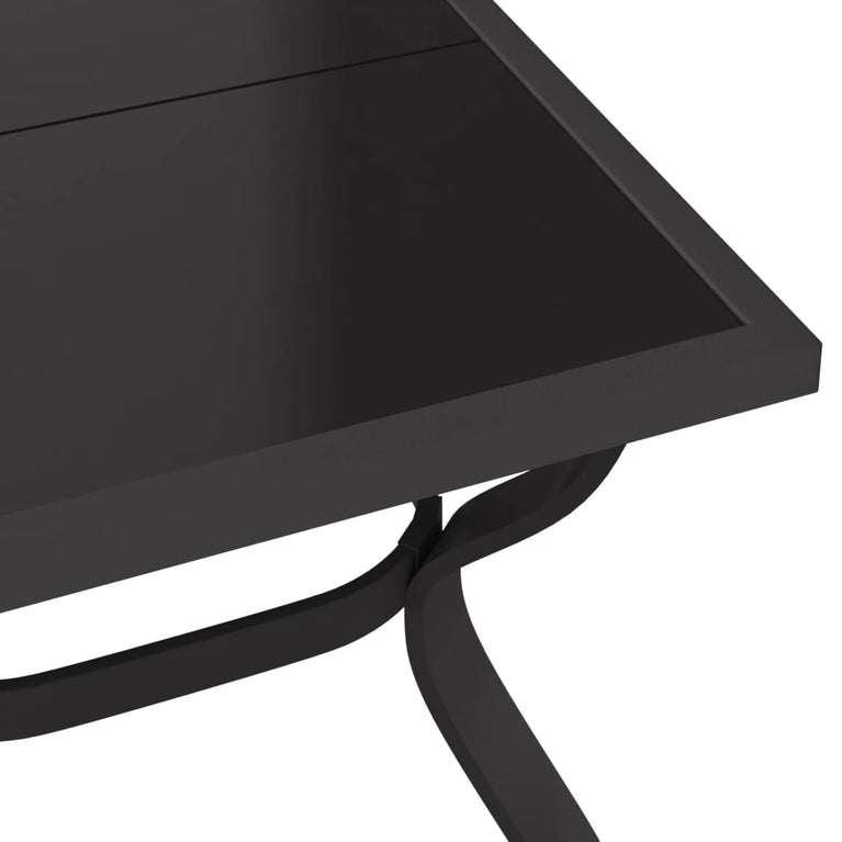 Tuintafel 140x70x70 cm staal en glas grijs en zwart MeubelReus