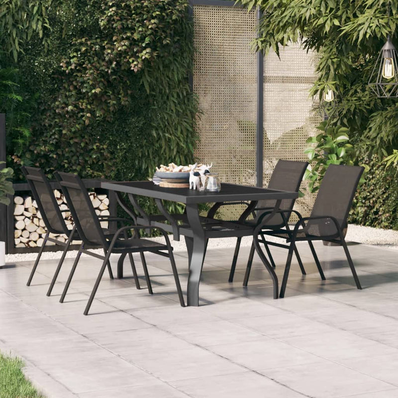Tuintafel 140x70x70 cm staal en glas grijs en zwart MeubelReus