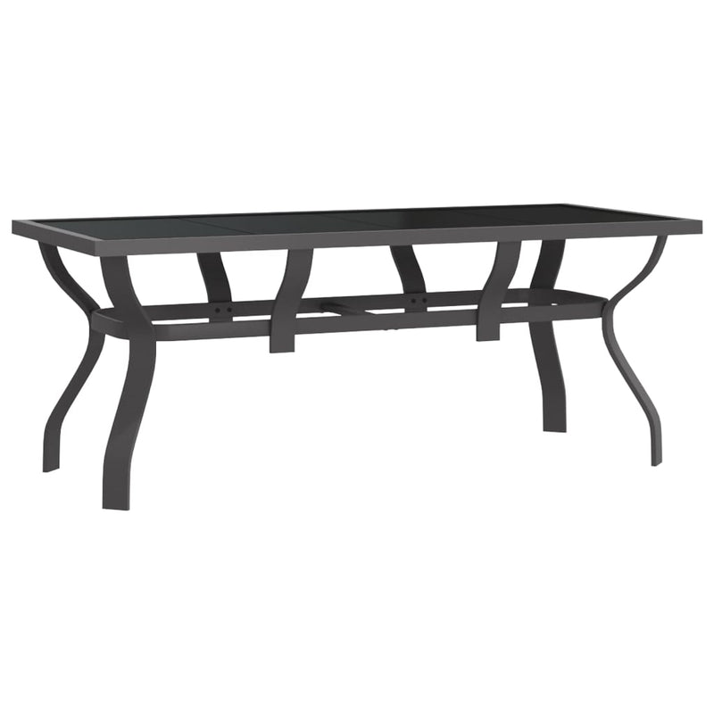 Tuintafel 180x80x70 cm staal en glas grijs en zwart MeubelReus