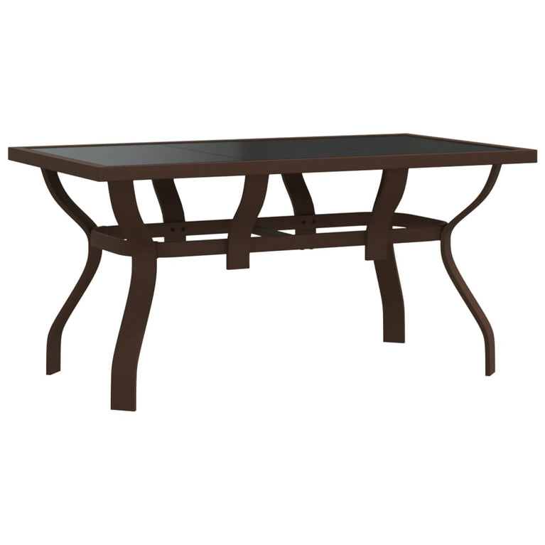 Tuintafel 140x70x70 cm staal en glas bruin en zwart MeubelReus