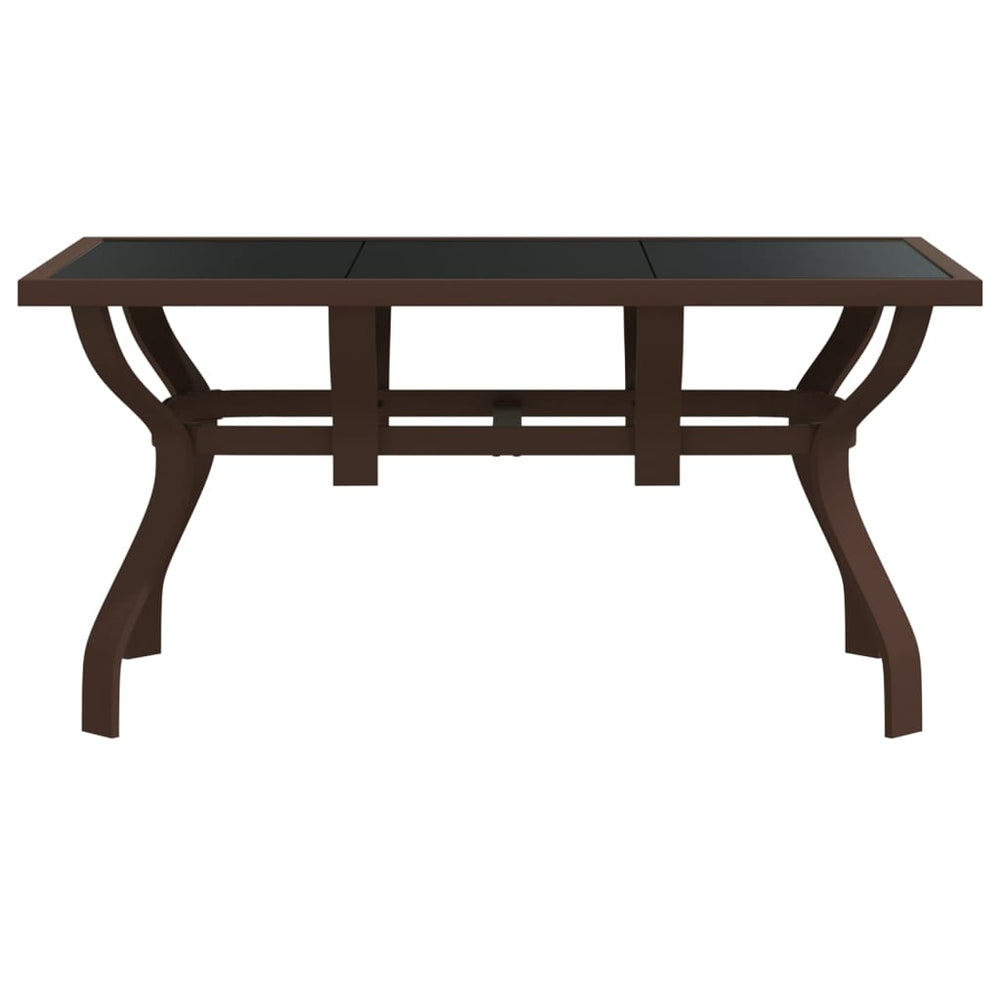 Tuintafel 140x70x70 cm staal en glas bruin en zwart MeubelReus