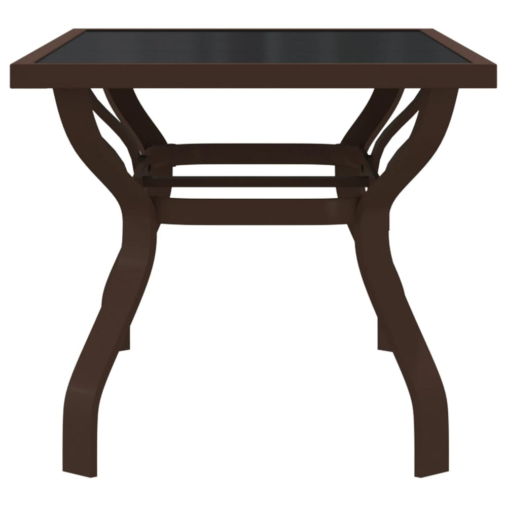 Tuintafel 140x70x70 cm staal en glas bruin en zwart MeubelReus