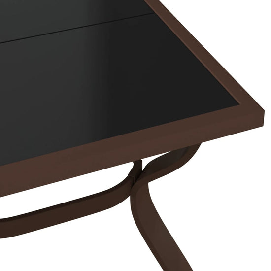 Tuintafel 140x70x70 cm staal en glas bruin en zwart MeubelReus