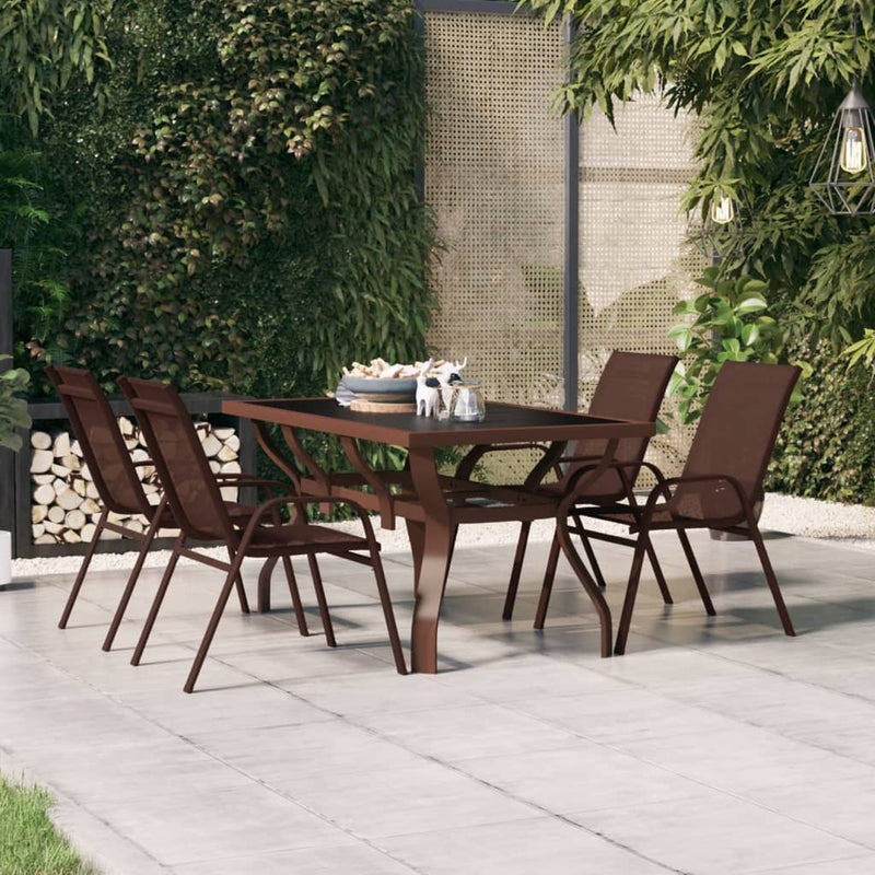 Tuintafel 140x70x70 cm staal en glas bruin en zwart MeubelReus