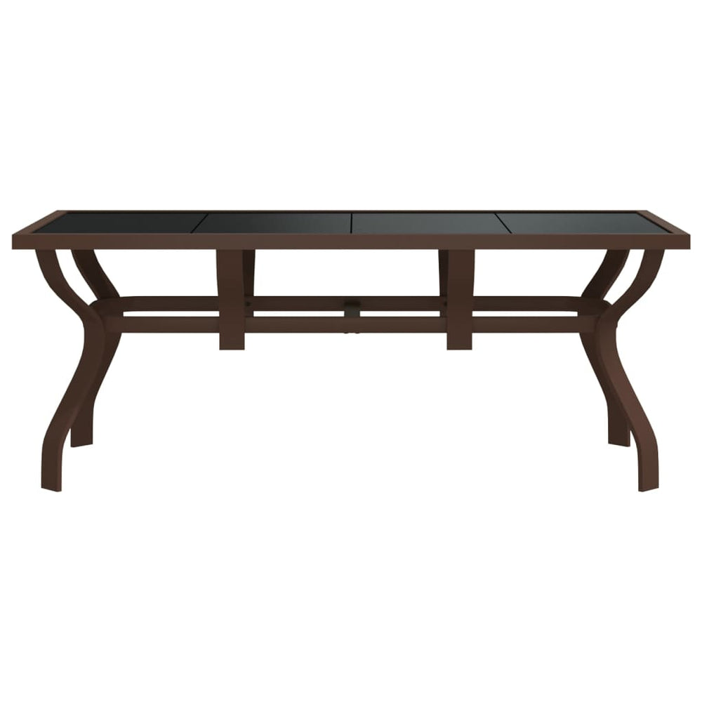 Tuintafel 180x80x70 cm staal en glas bruin en zwart MeubelReus