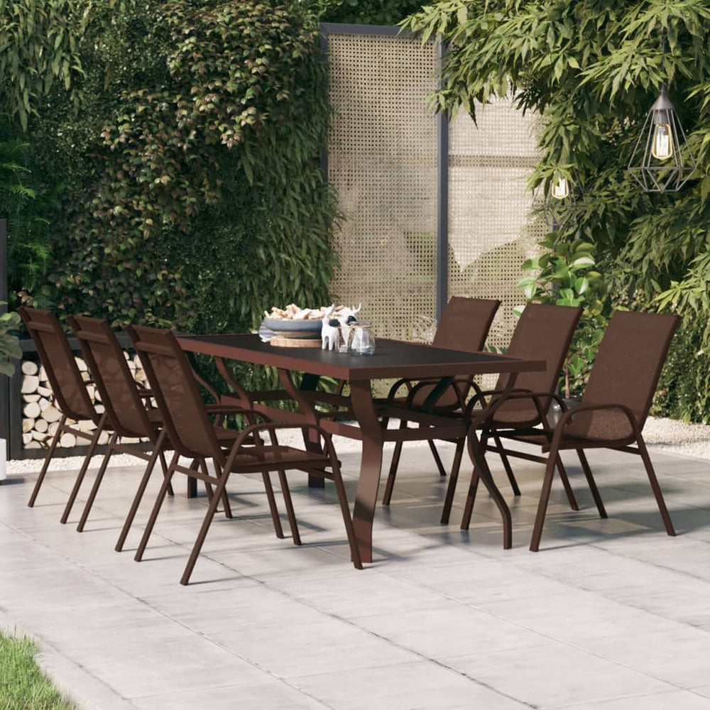 Tuintafel 180x80x70 cm staal en glas bruin en zwart MeubelReus