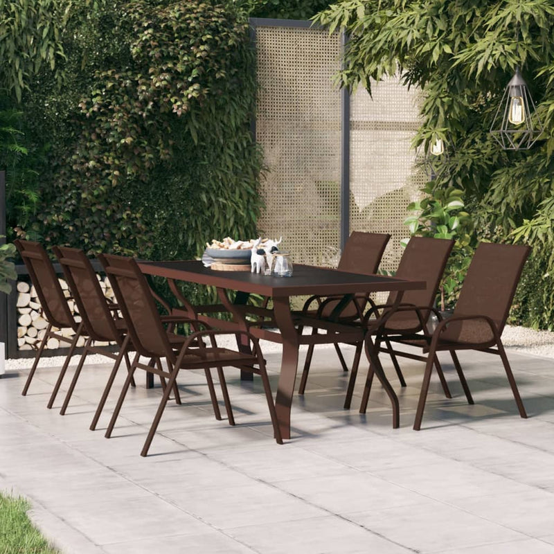 Tuintafel 180x80x70 cm staal en glas bruin en zwart MeubelReus