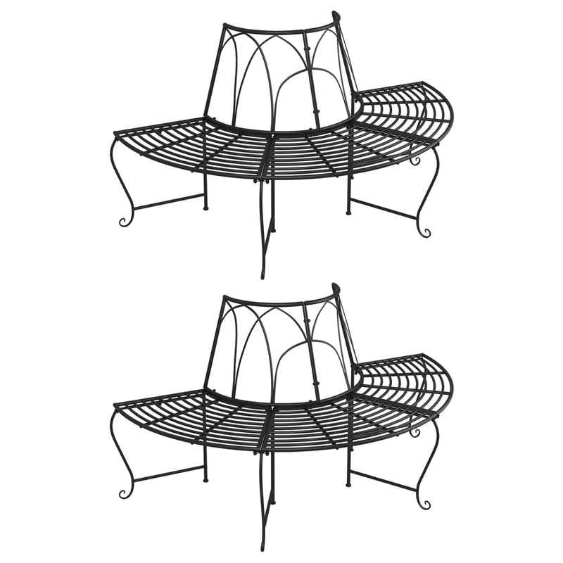 Boombanken 2 st halfrond Ø159 cm staal zwart MeubelReus