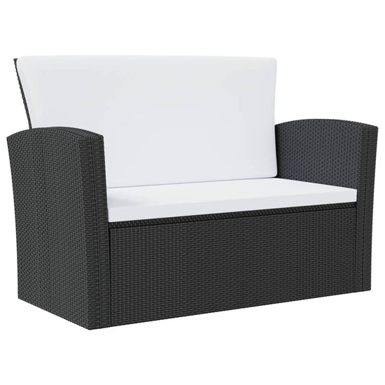 8-delige Loungeset met kussens poly rattan zwart MeubelReus