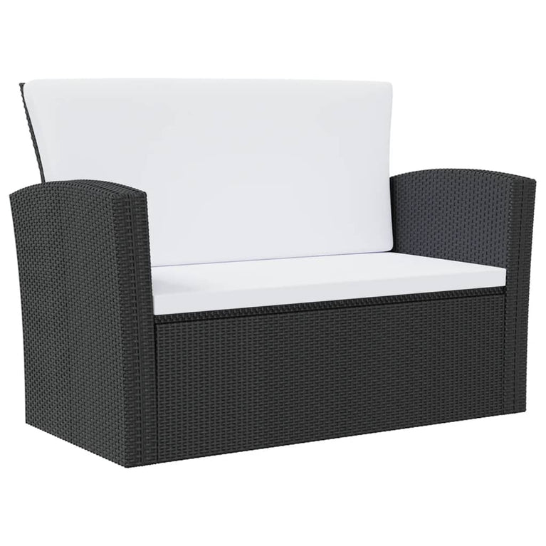 8-delige Loungeset met kussens poly rattan zwart MeubelReus