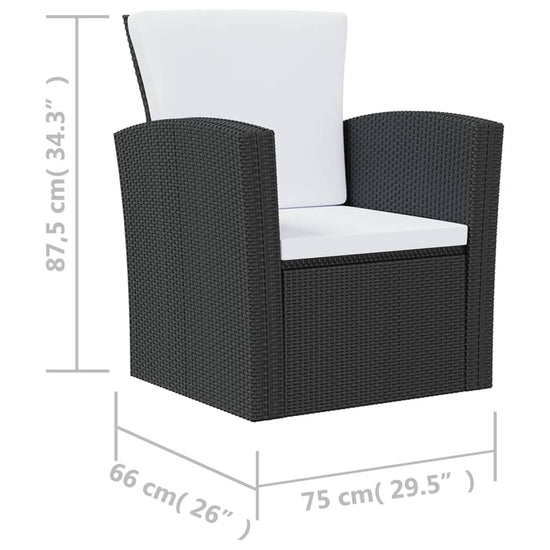 8-delige Loungeset met kussens poly rattan zwart MeubelReus