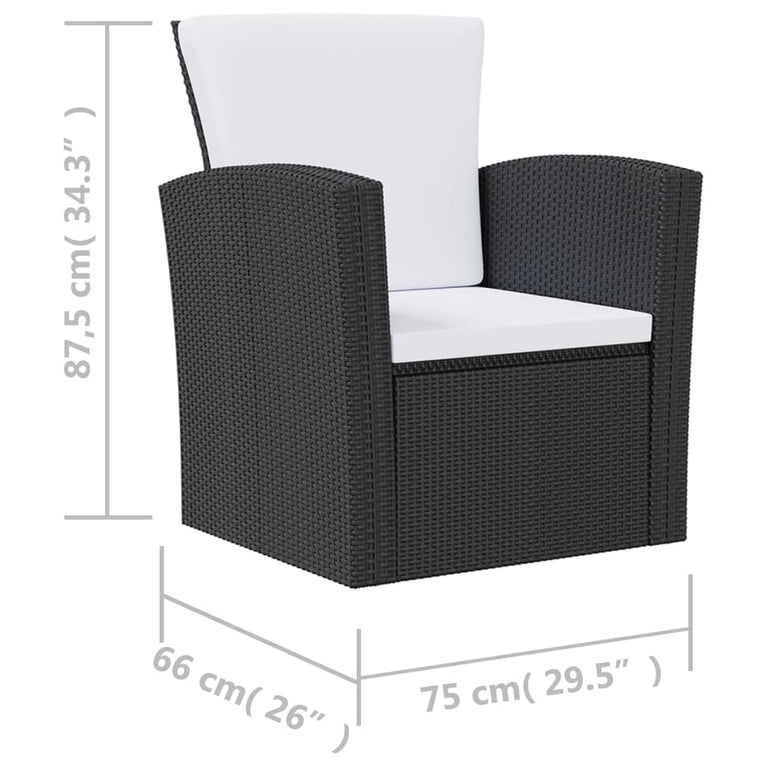 16-delige Loungeset met kussens poly rattan zwart MeubelReus