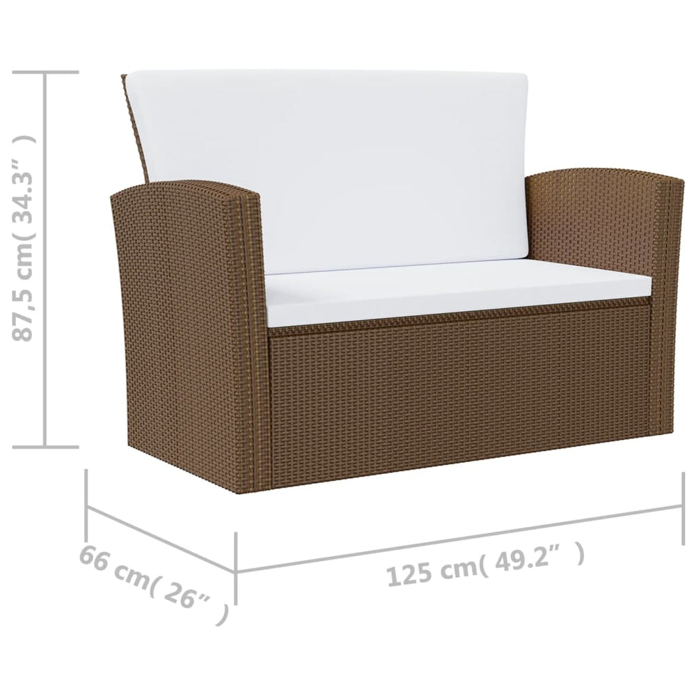 8-delige Loungeset met kussens poly rattan bruin 