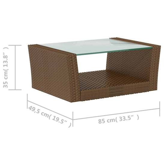 8-delige Loungeset met kussens poly rattan bruin 