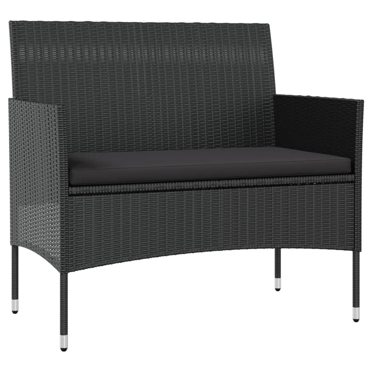 8-delige Loungeset met kussens poly rattan zwart MeubelReus