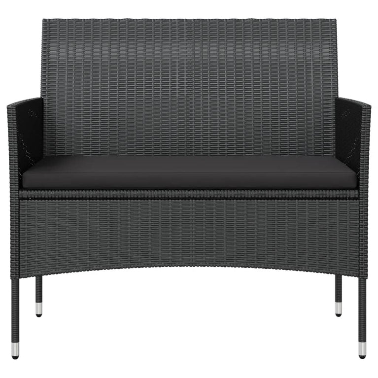 8-delige Loungeset met kussens poly rattan zwart MeubelReus