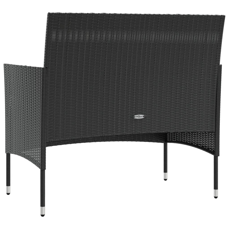 8-delige Loungeset met kussens poly rattan zwart MeubelReus