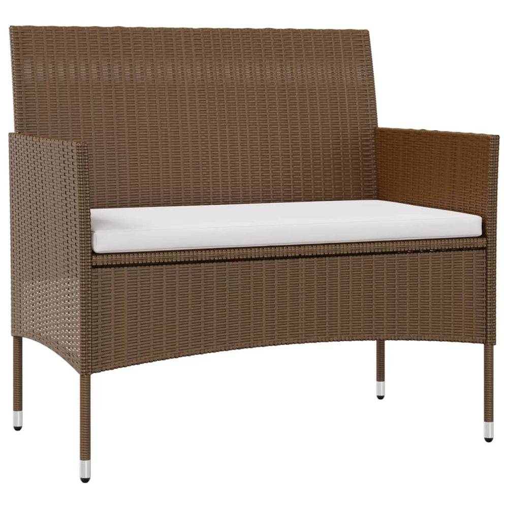 8-delige Loungeset met kussens poly rattan bruin 