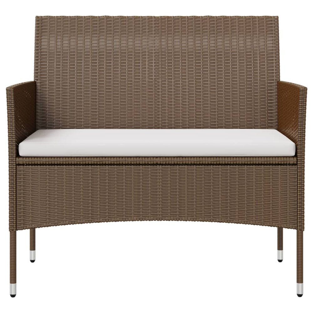 8-delige Loungeset met kussens poly rattan bruin 