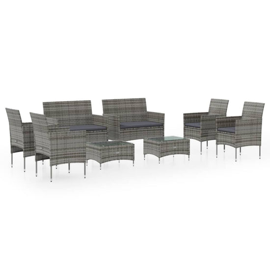 8-delige Loungeset met kussens poly rattan grijs MeubelReus