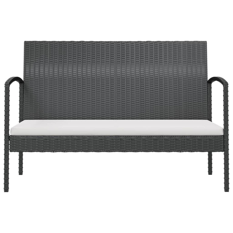 8-delige Loungeset met kussens poly rattan zwart MeubelReus