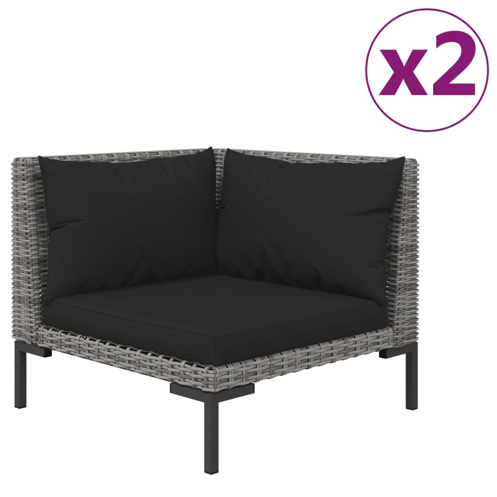 3-delige Loungeset halfrond poly rattan donkergrijs MeubelReus