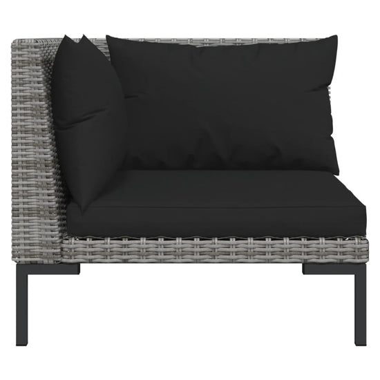 3-delige Loungeset halfrond poly rattan donkergrijs MeubelReus