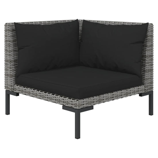 3-delige Loungeset halfrond poly rattan donkergrijs MeubelReus