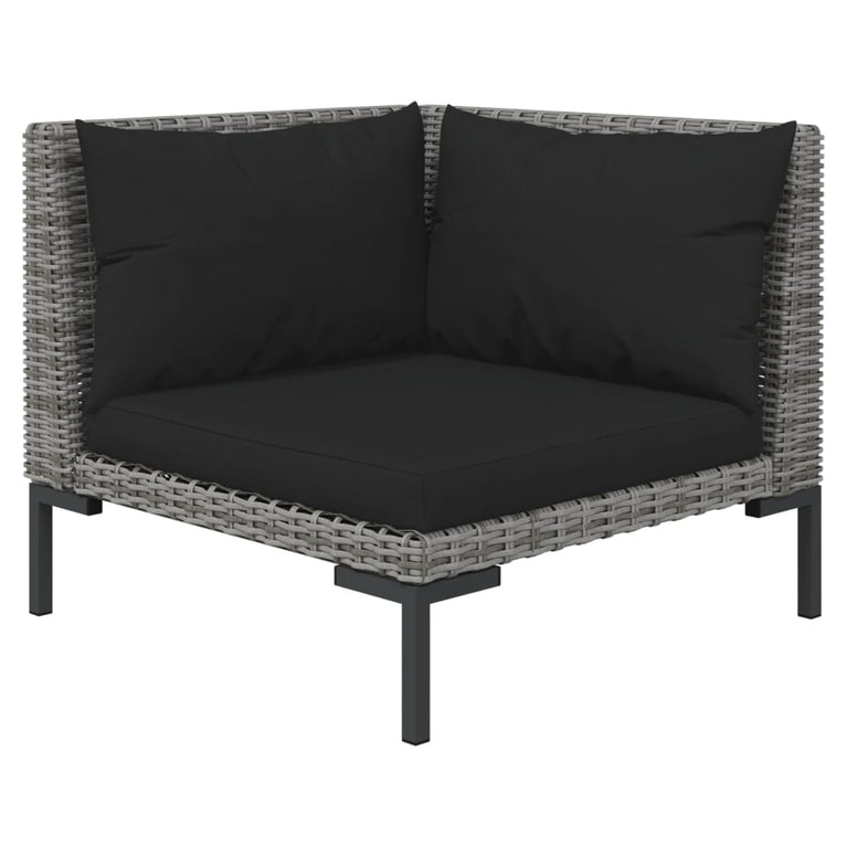 3-delige Loungeset halfrond poly rattan donkergrijs MeubelReus