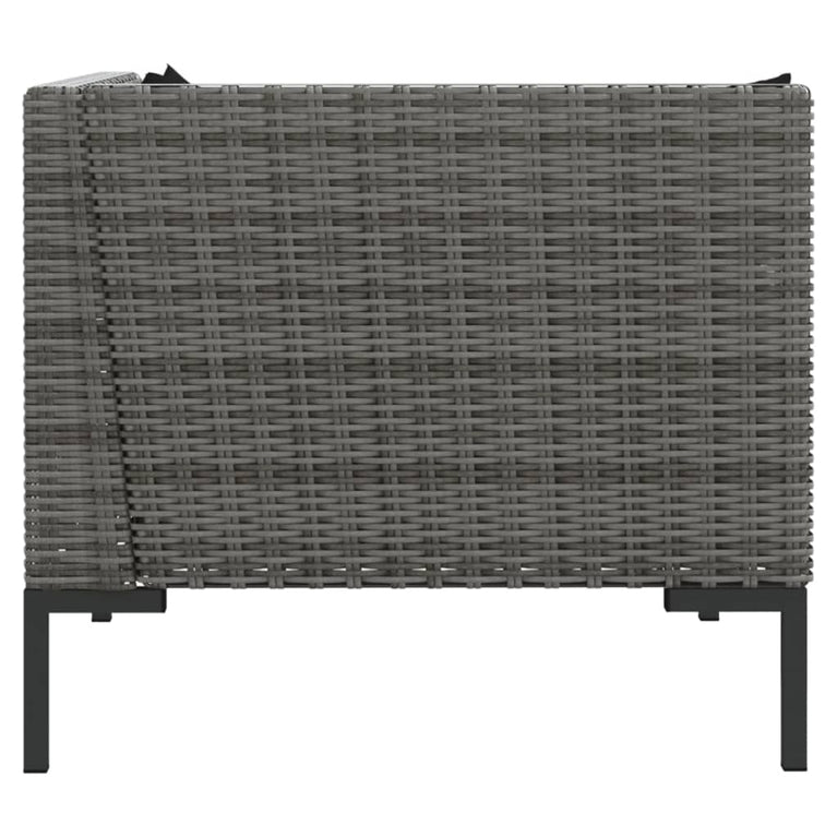 3-delige Loungeset halfrond poly rattan donkergrijs MeubelReus