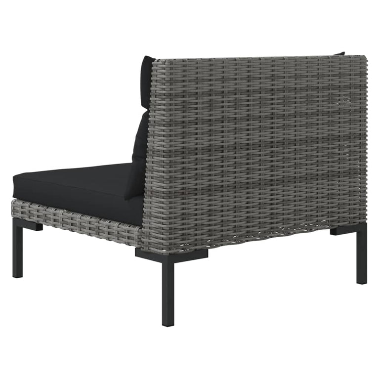 3-delige Loungeset halfrond poly rattan donkergrijs MeubelReus