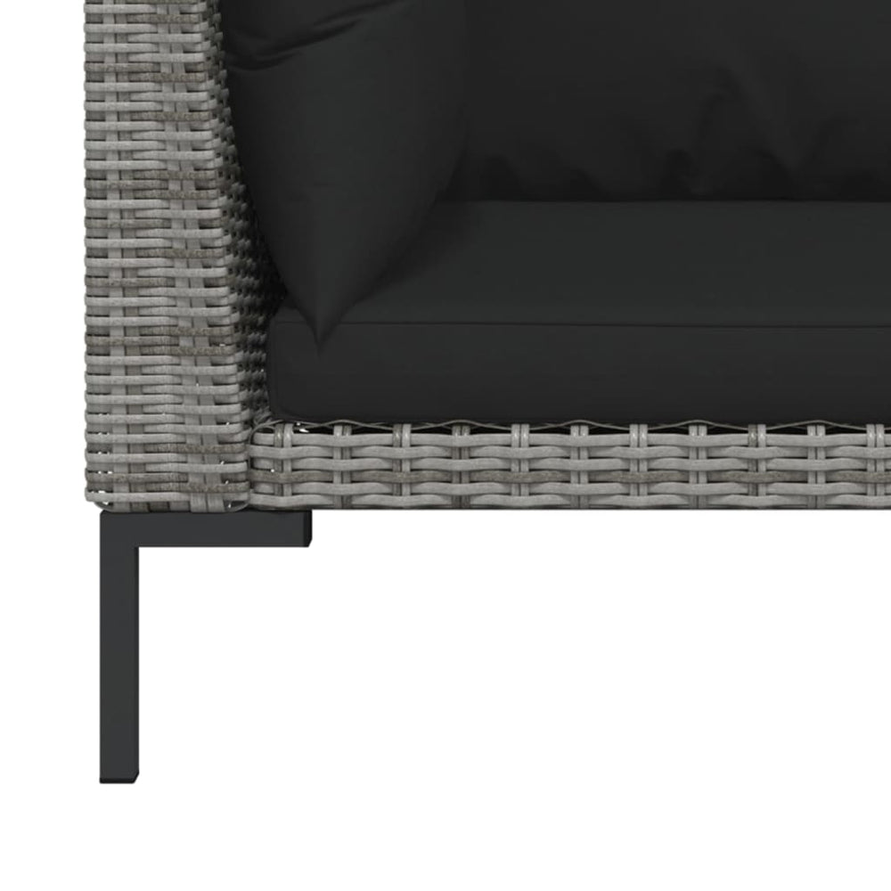 3-delige Loungeset halfrond poly rattan donkergrijs MeubelReus