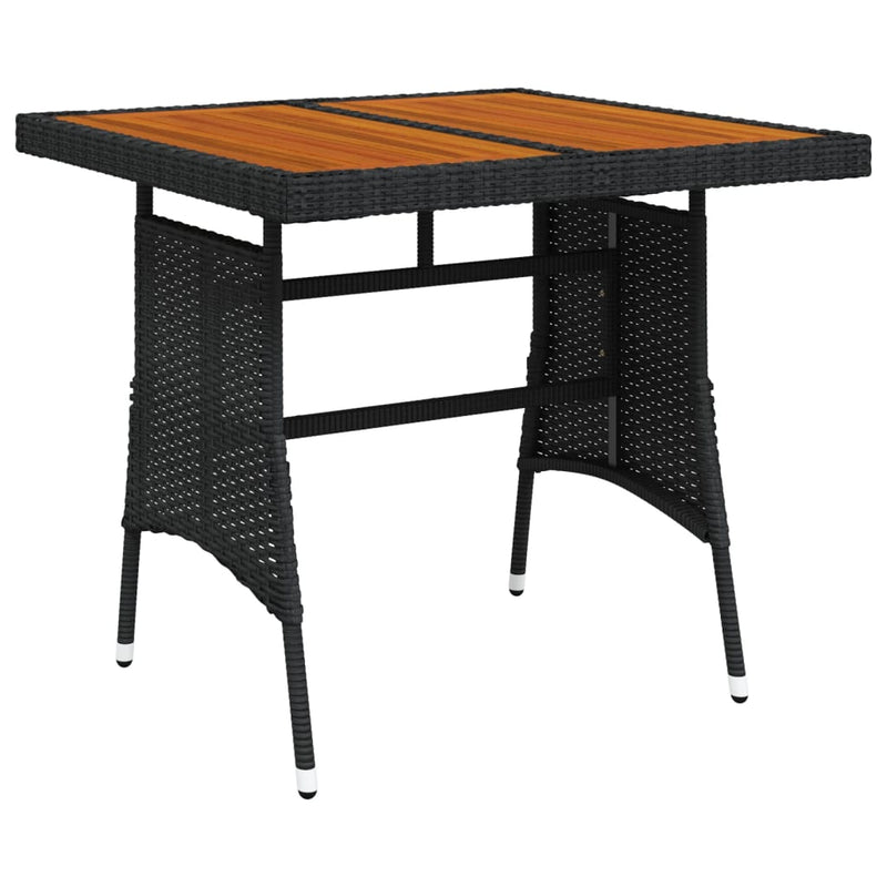 Tuintafel 70x70x72 cm poly rattan en massief acaciahout zwart MeubelReus