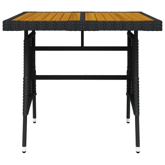 Tuintafel 70x70x72 cm poly rattan en massief acaciahout zwart MeubelReus