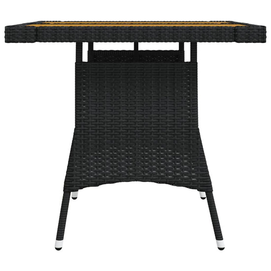 Tuintafel 70x70x72 cm poly rattan en massief acaciahout zwart MeubelReus