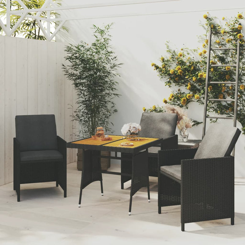 Tuintafel 70x70x72 cm poly rattan en massief acaciahout zwart MeubelReus
