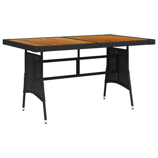 Tuintafel 130x70x72 cm poly rattan en massief acaciahout zwart MeubelReus