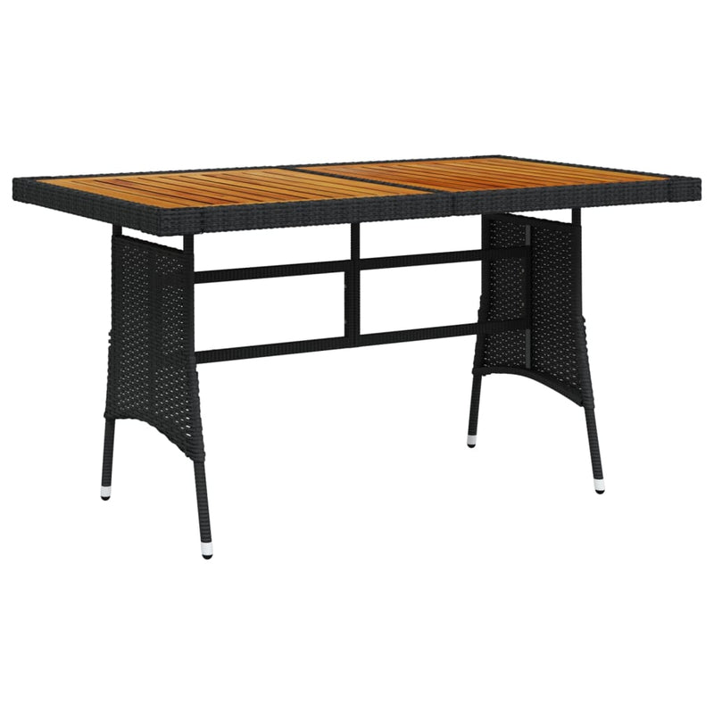 Tuintafel 130x70x72 cm poly rattan en massief acaciahout zwart MeubelReus
