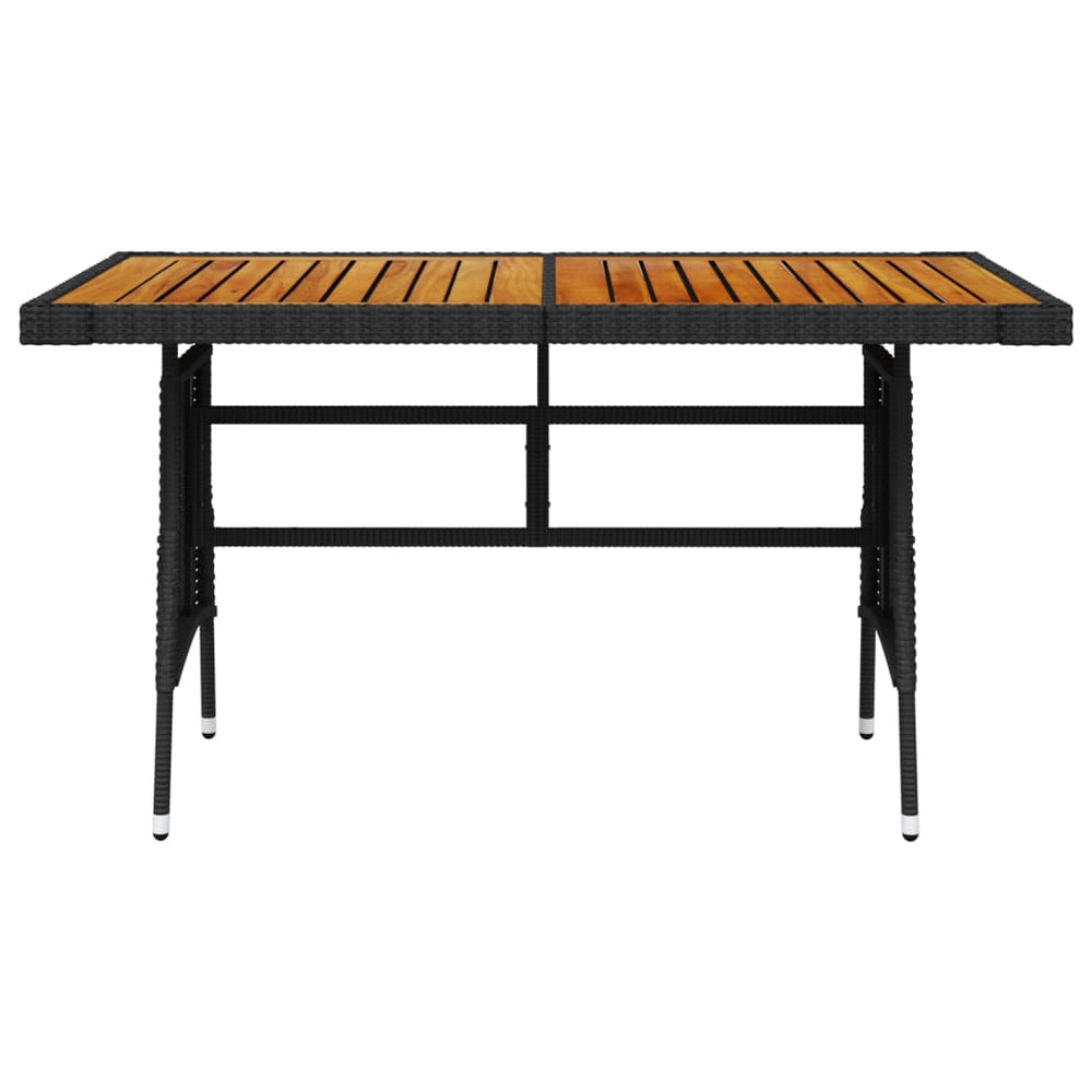 Tuintafel 130x70x72 cm poly rattan en massief acaciahout zwart MeubelReus