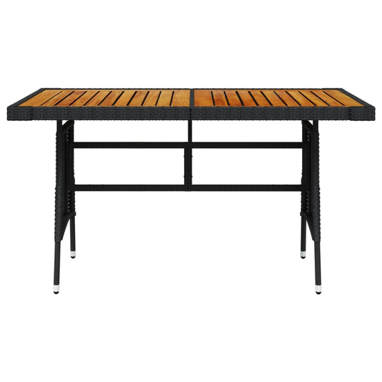 Tuintafel 130x70x72 cm poly rattan en massief acaciahout zwart MeubelReus