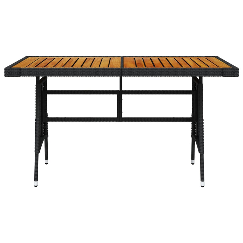 Tuintafel 130x70x72 cm poly rattan en massief acaciahout zwart MeubelReus