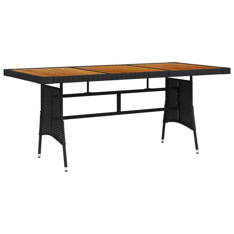 Tuintafel 160x70x72 cm poly rattan en massief acaciahout zwart MeubelReus