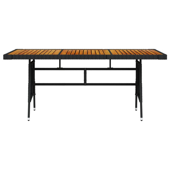 Tuintafel 160x70x72 cm poly rattan en massief acaciahout zwart MeubelReus