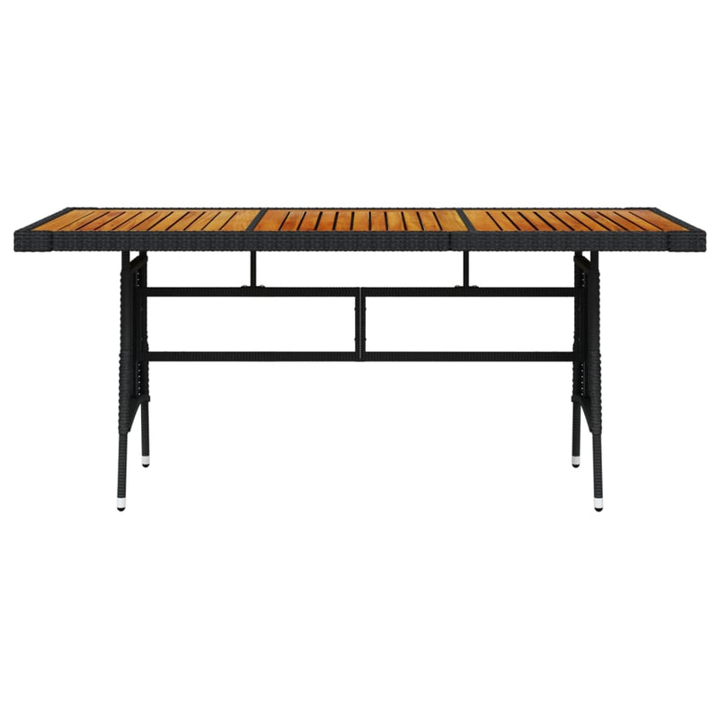 Tuintafel 160x70x72 cm poly rattan en massief acaciahout zwart MeubelReus