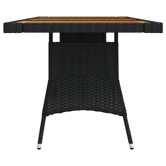 Tuintafel 160x70x72 cm poly rattan en massief acaciahout zwart MeubelReus