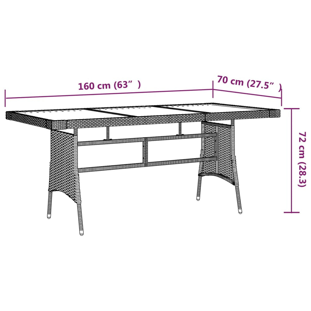 Tuintafel 160x70x72 cm poly rattan en massief acaciahout zwart MeubelReus